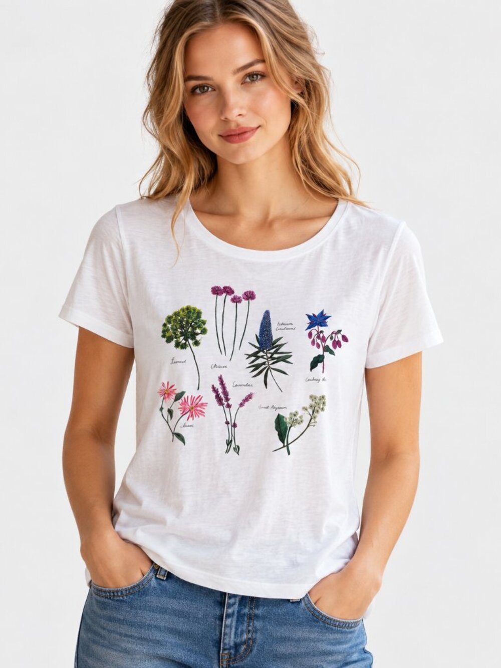 Joules pure cotton tee, botanical print